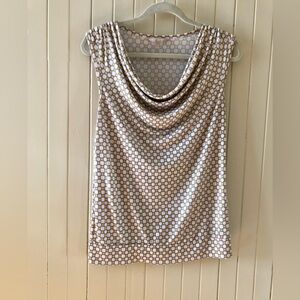 🍄 2/12$ Banana Republic sleveless top droppy cowl - M - yellow gray offwhite